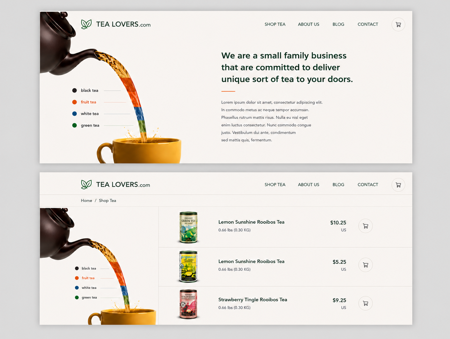 Tea business website concept