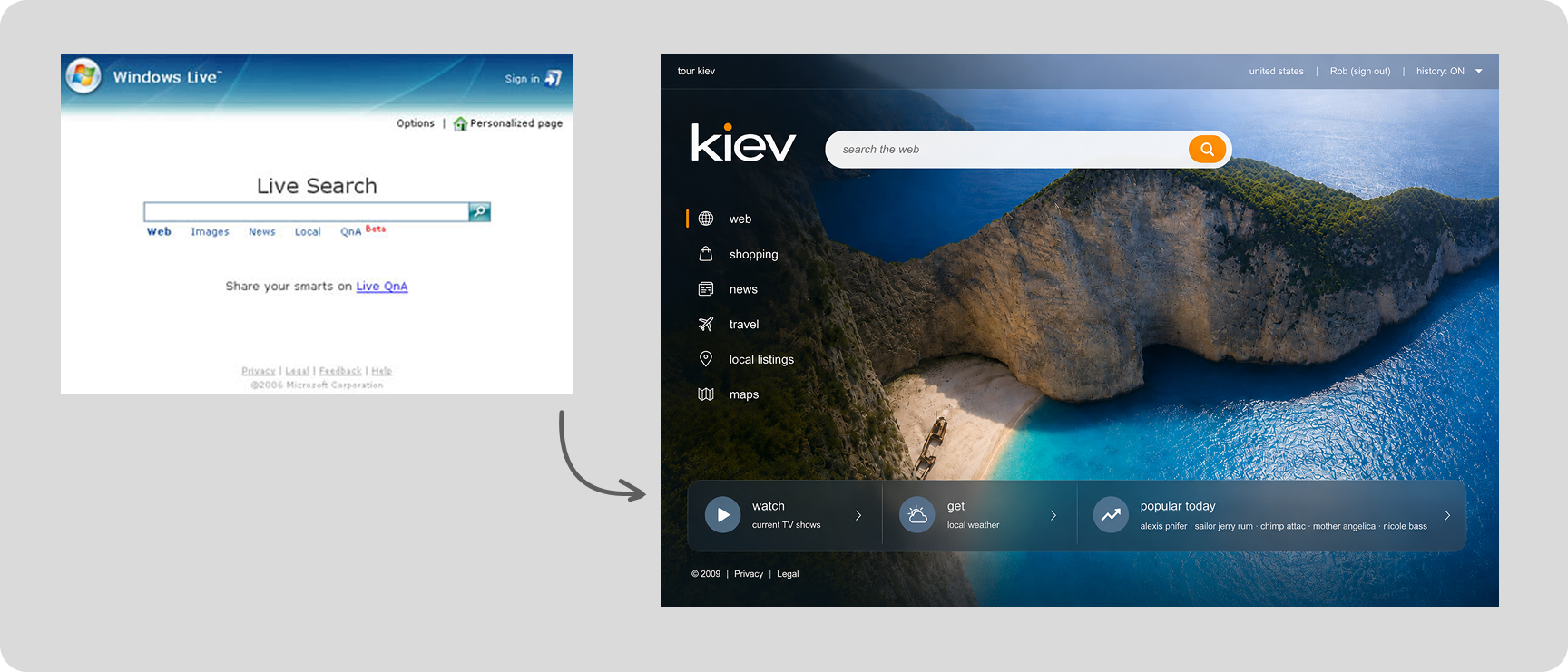 Microsoft Bing home page redesign