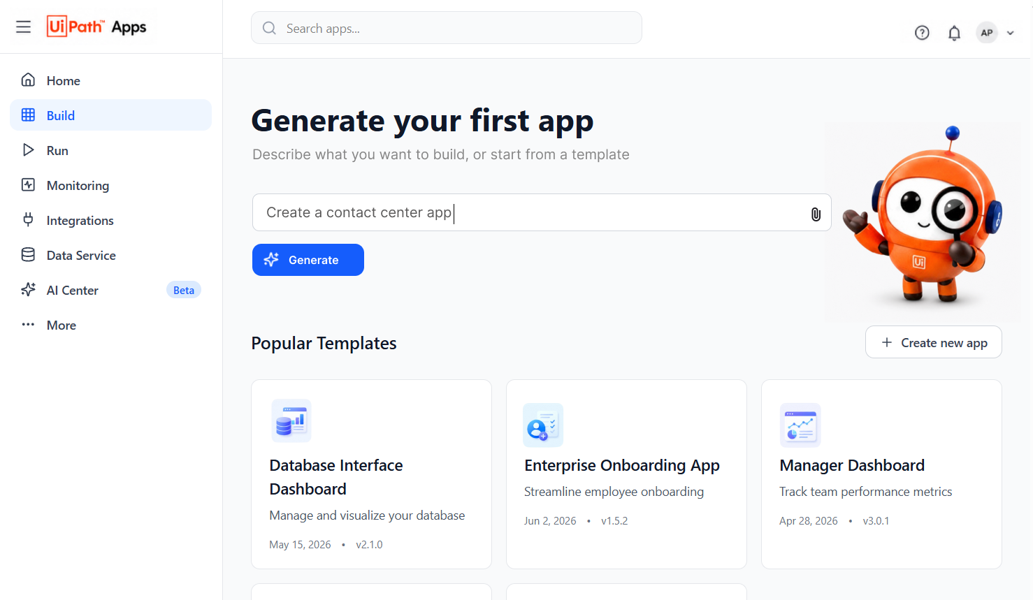 UiPath Apps — generate your first app with AI